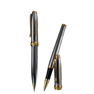 Promotional Executive Chrome Pens:  Inluxus Executive Style Chrome Rollerball Pen and Pencil Set. As low as $18.60 each in bulk order from Brand Spirit Inc.