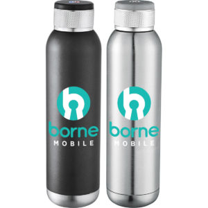 Tech Drinkware with Logo Decoration: Soundwave Copper Vacuum Audio Bottle 22 oz. As low as $32.48 each in bulk order from Brand Spirit Inc.