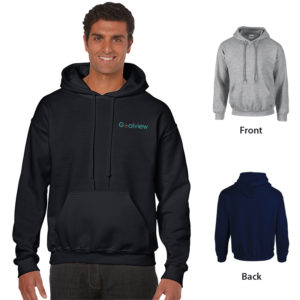 Merch Hoodie with Logo Printing: Gildan® Heavy Blend™ Classic Fit Adult Hooded Sweatshirt. 