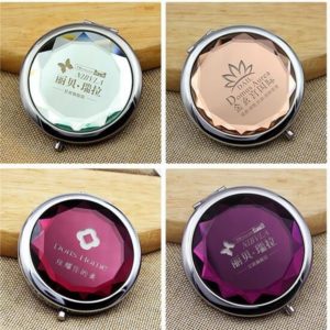 Promotional Gifts for Beauty Industry: High-End Folding Pocket Dual Crystal Cover Vanity Mirror. As low as $2.08 each in bulk order from Brand Spirit Inc.