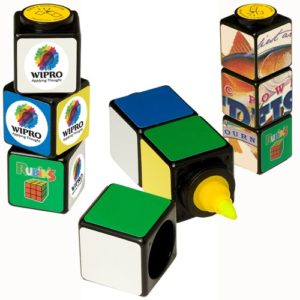 Cheap Promotional Office Accessories: Custom Rubik's Cube Highlighter. Customize all sides of the cube. Order in bulk fro Brand Spirit Inc.