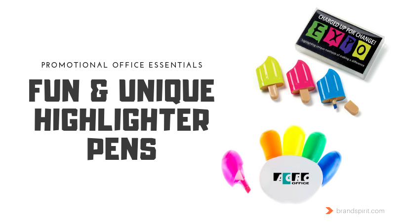 Promotional Office Necessities: Unique and Fun Highlighters. Add your logo imprint. Order in bulk from Brand Spirit Inc