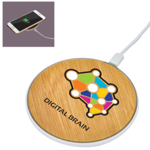 Eco-friendly Promotional Gifts: Bamboo Wireless Charger. As low as $12.99 each in bulk order from Brand Spirit Inc.