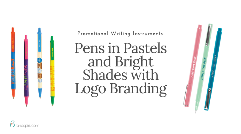 Fun and Low Cost Promotional Pens in Pastel and bring colors. Add your logo and order in bulk from Brand Spirit Inc