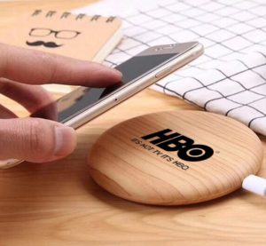 Business Gift Idea: Bamboo Qi Wireless Charger Pad. As low as  $9.76 each in bulk order from Brand Spirit.