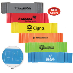 Marketing During Covid-19: Give them home workout equipment branded with your logo. These exercise stretch bands can be ordered in bulk order from Brand Spirit.