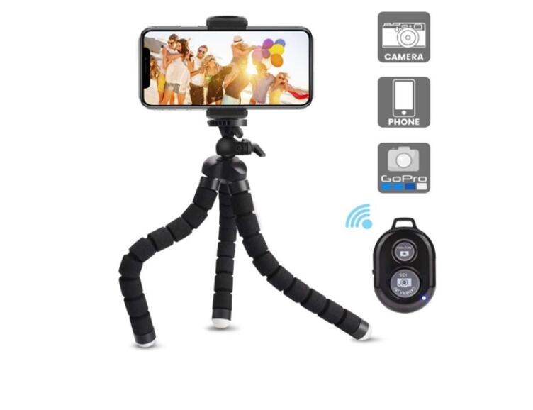 Teleconferencing Gift Ideas: Add your logo on the Flexible Tripod With Bluetooth Remote. Great business gift idea. Order in bulk from Brand Spirit.