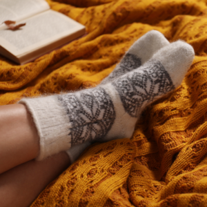 A cozy client gift idea: Blanket and Socks combo. Personalize everything.